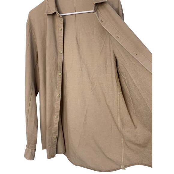 Mens Lululemon Beige Button-Up Long Sleeve Twill Stretch Shirt L/XL Nude 7328 - Picture 9 of 10